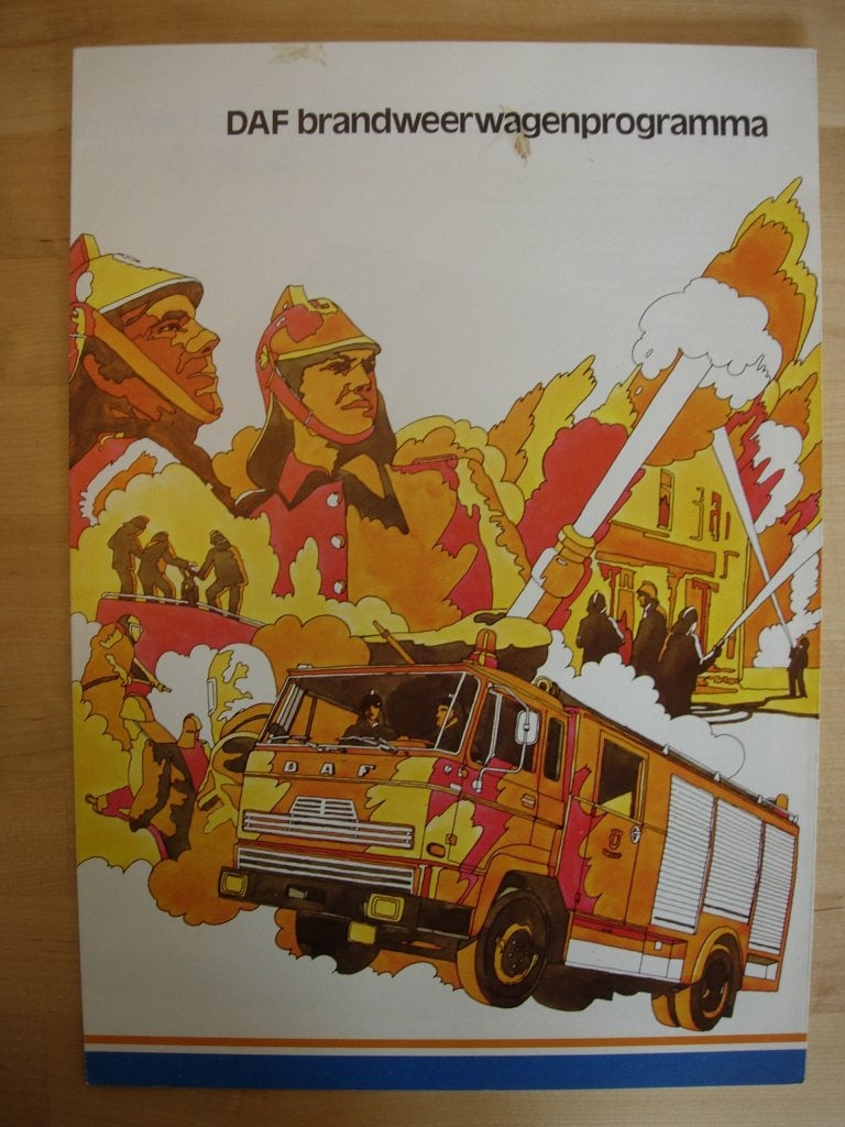 DAF Brandweer Programma ca 1975 Brochure - NL Brandweerwagen, Ophalen of Verzenden, Zo goed als nieuw, Overige merken, DAF