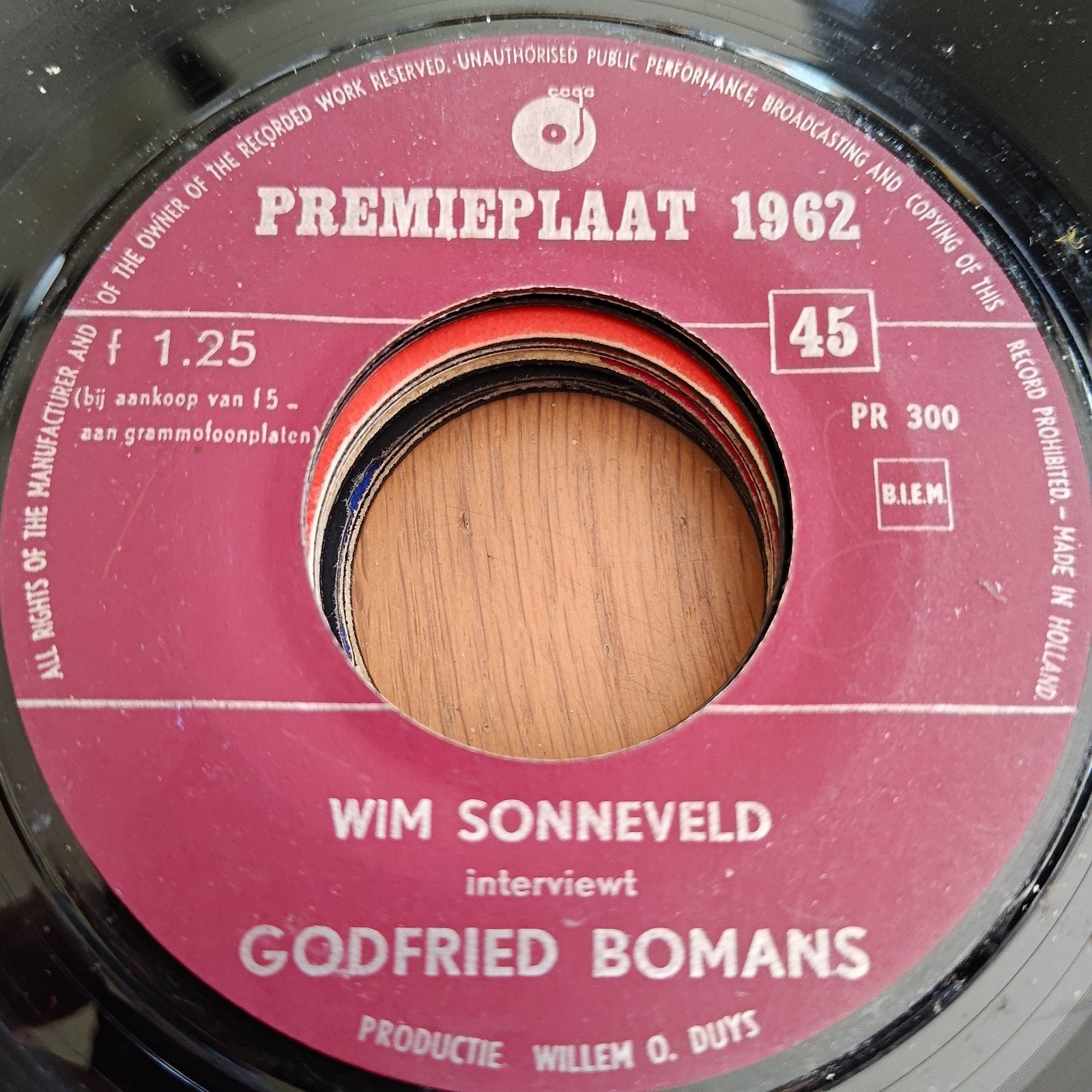Wim Sonneveld interviewt Godfried Bomans - Premieplaat 1962, Gebruikt, 7 inch, Ophalen of Verzenden, EP