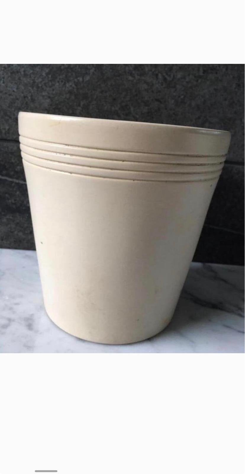 Mooie crèmekleurige vintage bloempot HxD 14,5x14,8cm, Tuin en Terras, Bloempotten, Ophalen, Gebruikt, Rond, Binnen