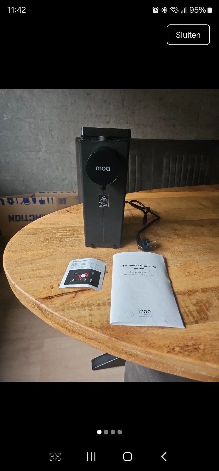 MOA HWD01B Instant Hot Water Dispenser - Zwart, 1 tot 2 liter, Ophalen of Verzenden, Zo goed als nieuw