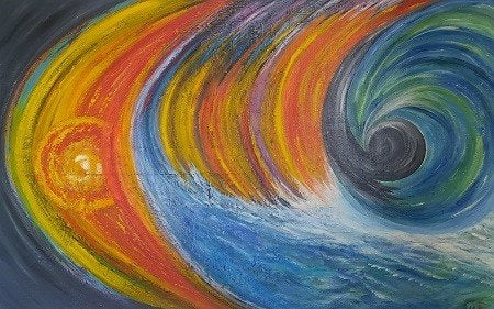 APART! KLEURRIJK GROOT!! CANVAS, Oorspronkelijke maker, Nieuw, 125 cm of meer, Ophalen of Verzenden