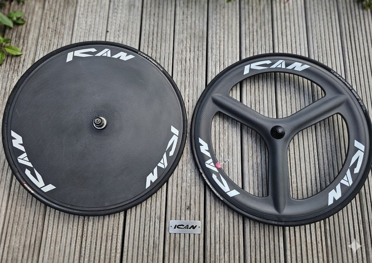 ICAN Carbon Wielset: Triatlon/Tijdrit Voor- en Achterwiel, Ophalen, Zo goed als nieuw, Racefiets, Carbon