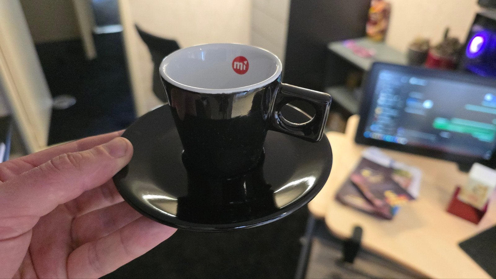 Set van 12 Mi Espresso Kopjes en Schotels - Zwart/Wit, Ophalen, Nieuw, Overige stijlen, Kop(pen) en/of Schotel(s)