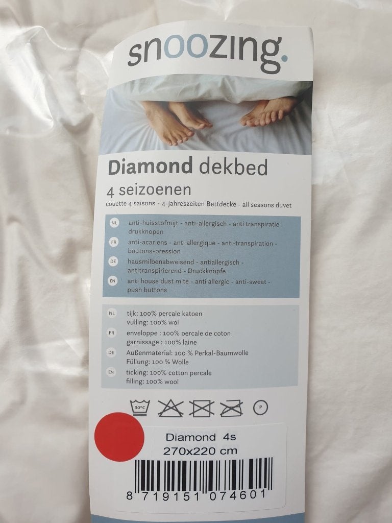 Wollen 4-seizoenendekbed 270x220, Ophalen, Anti-allergisch, Wit, Tweepersoons