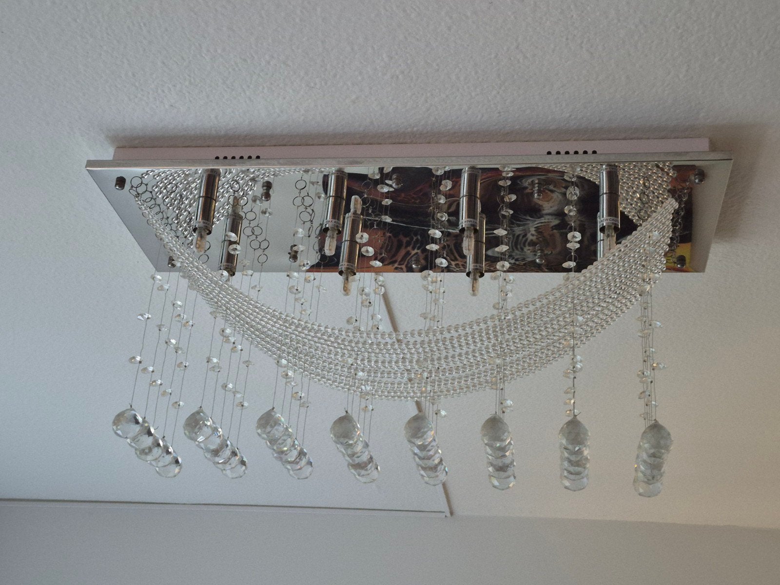 Moderne Plafondlamp met Kristallen Decoratie, Ophalen, Zilver, Modern, Nieuw