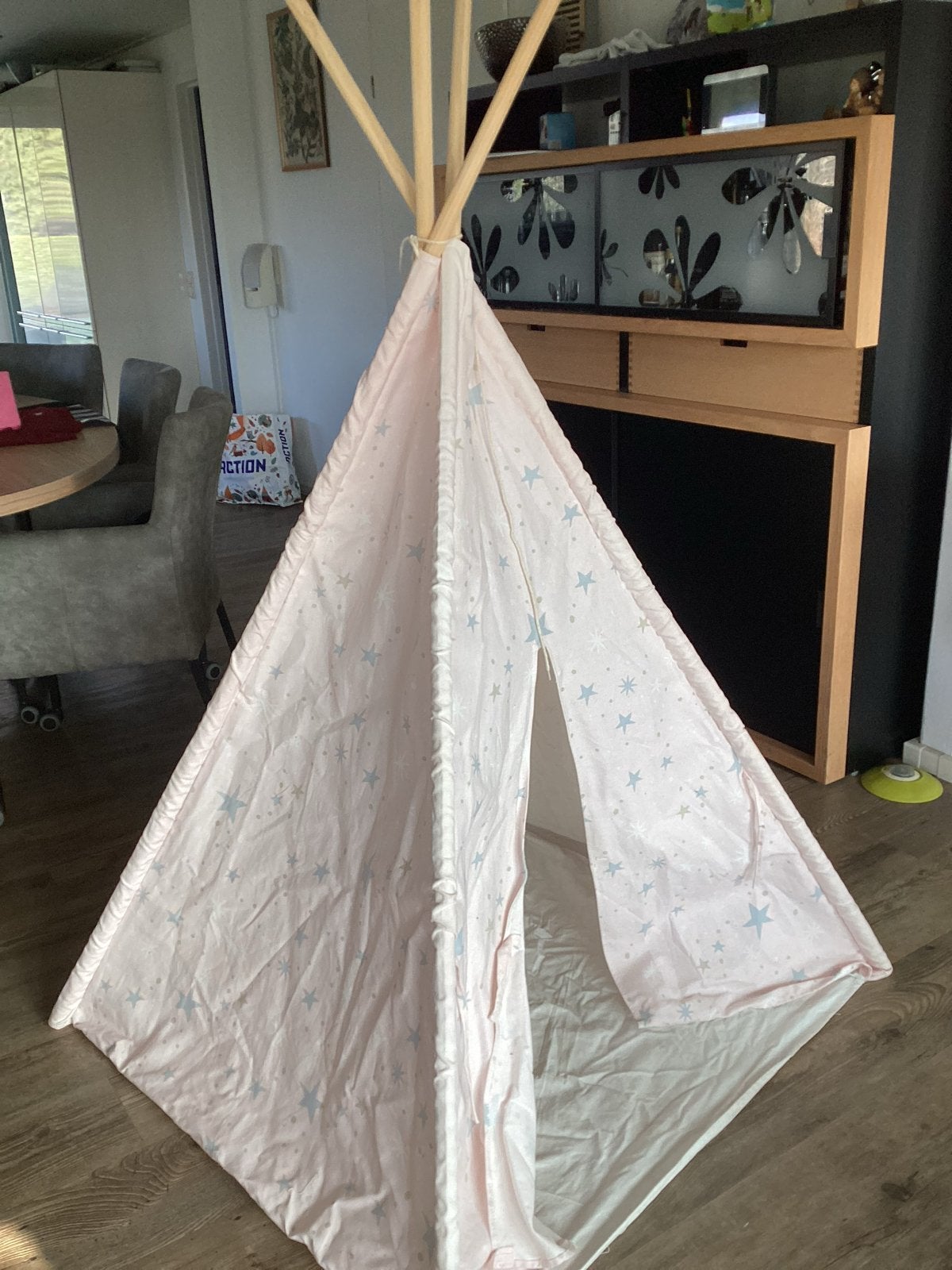 Speeltent Tipi Roze met Sterren, Ophalen of Verzenden, Zo goed als nieuw, Hout