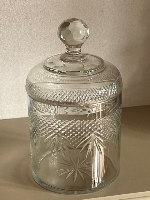 KOEKPOT - BESCHUITPOT IN DIAMANT/WAAIER GESLEPEN, Ophalen of Verzenden