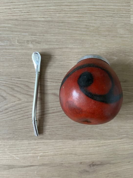Maté set: kalebas & bombilla, Ophalen of Verzenden