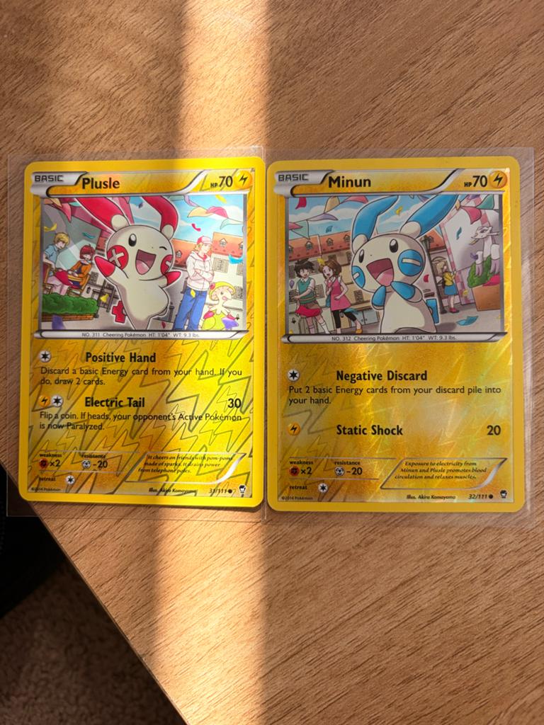 Pokémon Kaarten: Plusle en Minun Set, Ophalen of Verzenden, Zo goed als nieuw, Meerdere kaarten