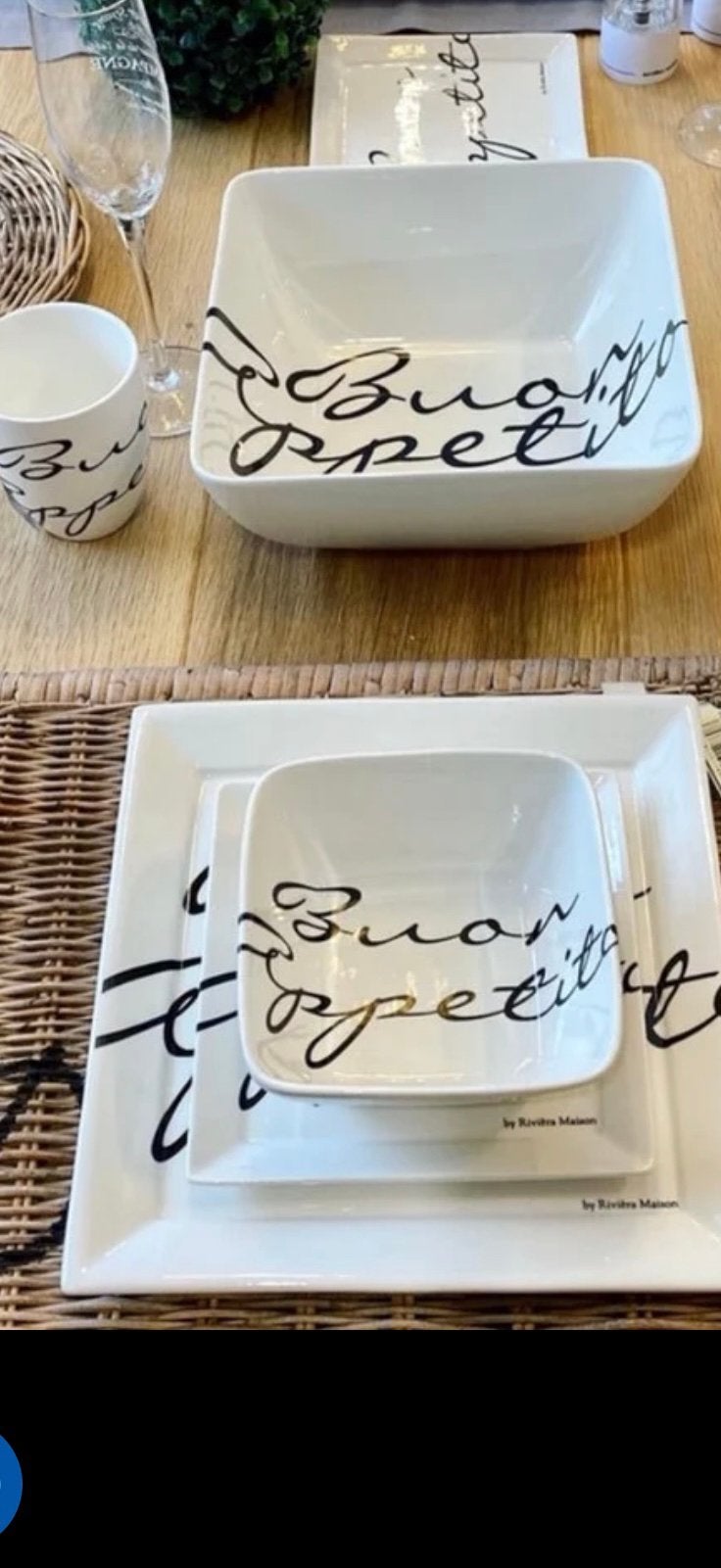 Riviera maison Buon appetito servies, Ophalen, Zo goed als nieuw, Porselein, Overige stijlen