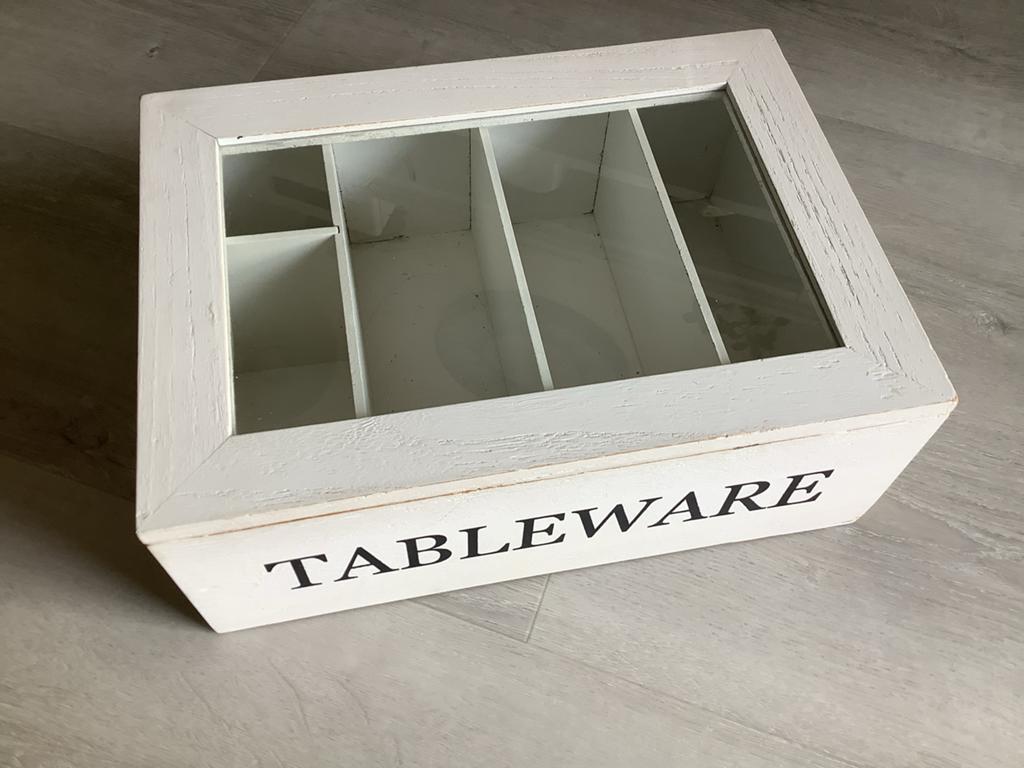 Riverdale Tableware Opbergbox Hout met Glas 36x26x14cm, Hout, Ophalen of Verzenden, Wit, Overige merken