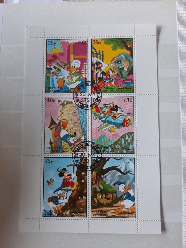 Sharjah 1972, Walt Disney, Dombo, Donald Duck, Pluto, Ophalen of Verzenden, Gestempeld, Midden-Oosten