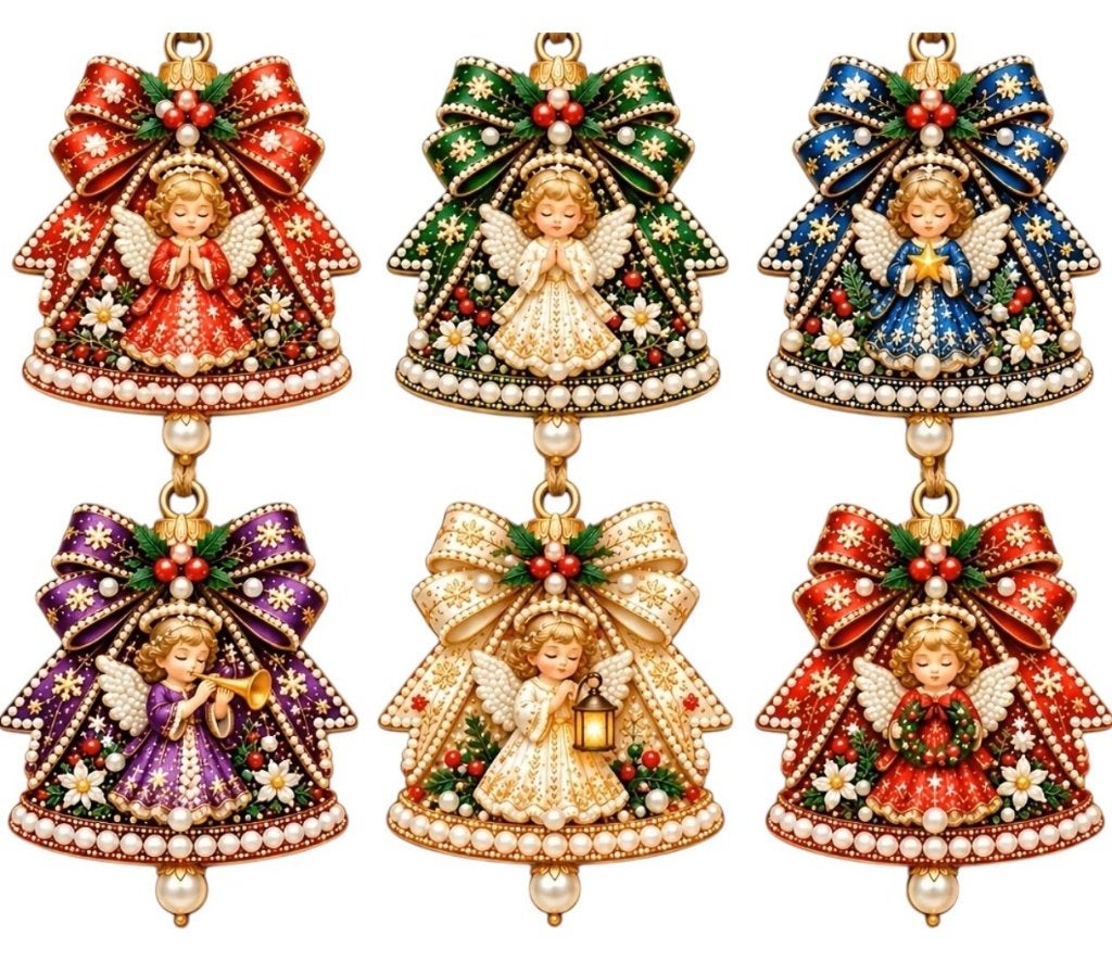 Diamond Painting kerst hanger engeltjes 6 stuks nr 2022, Verzenden, Nieuw, Kerstmis, Diamond painting