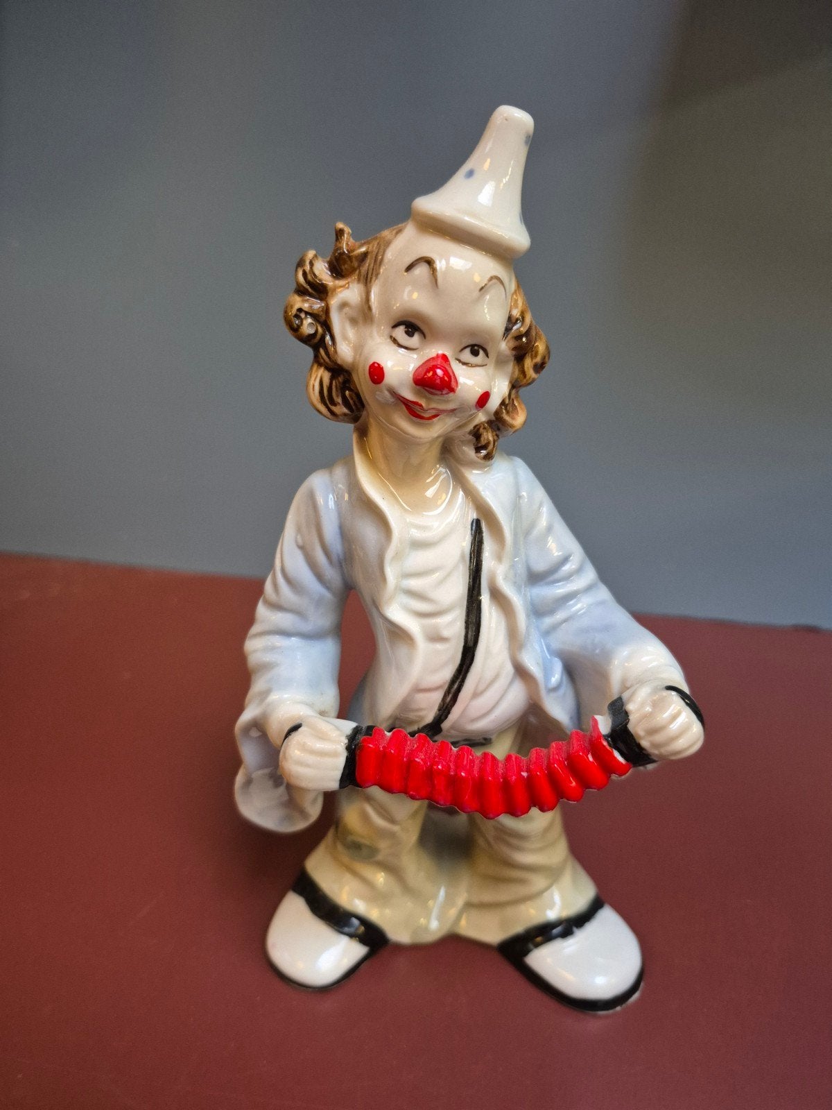 Vintage Porseleinen Clown Beeldje met Accordeon, Verzamelen, Ophalen of Verzenden, Zo goed als nieuw