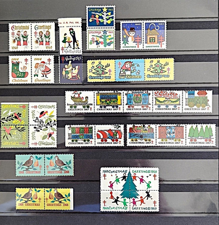 USA : TBC kerst/sluitzegel duos 1960-1969, Verzenden, Overige thema's
