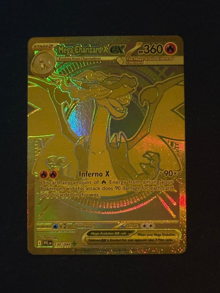 Pokémon zie beschrijving mega Charizard x EX gold 130/094, Verzamelen, Speelkaarten, Jokers en Kwartetten, Nieuw, Speelkaart(en)