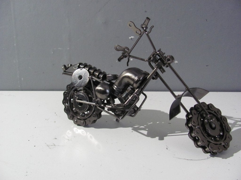 Scrap-metal motor(chopper) 26 cm x 14 cm, Zwart, Object, Ophalen of Verzenden, Handgemaakt