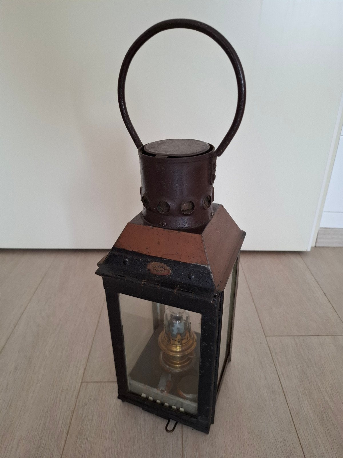 Antieke olielamp van J. Aardink & Zoon, Utrecht, Antiek en Kunst, Antiek | Lampen, Ophalen