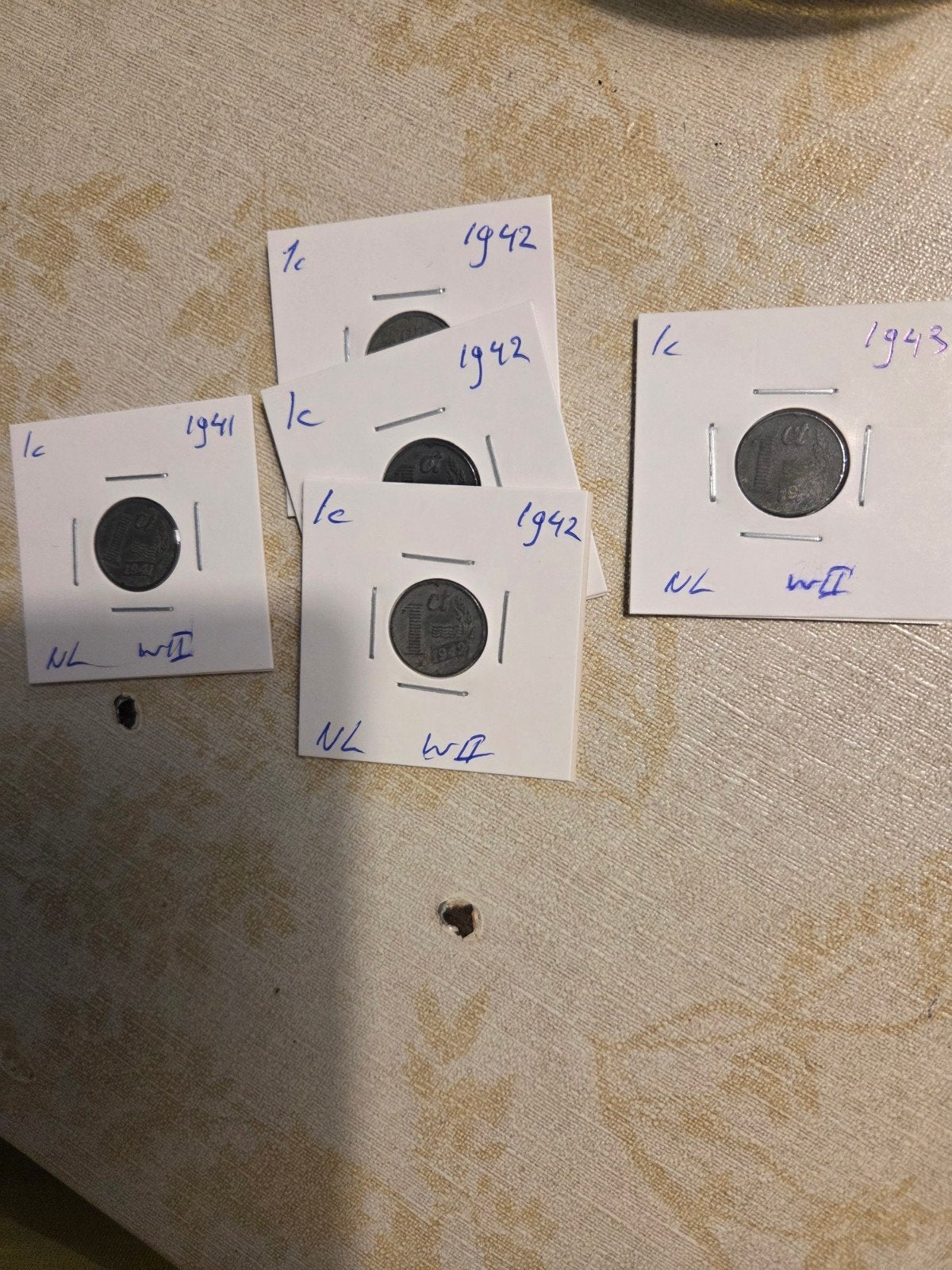Nederlandse 1 cent munten 1941, 1942, 1943 (5 stuks), Postzegels en Munten, Munten | Nederland, Ophalen of Verzenden