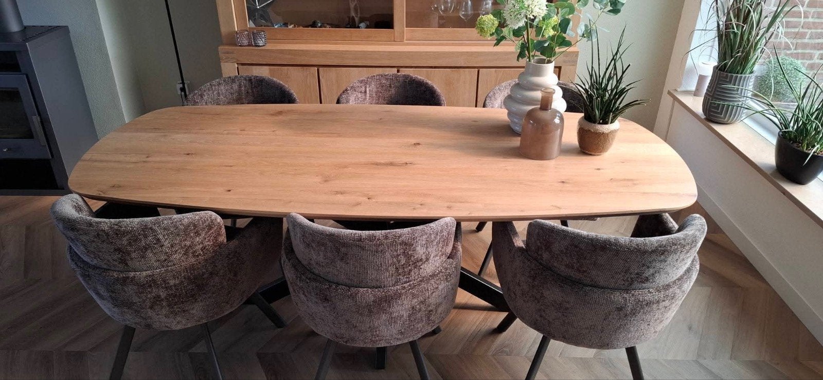 Eethoek Deens ovaal, Huis en Inrichting, 100 tot 150 cm, 200 cm of meer, Ophalen of Verzenden, Zo goed als nieuw