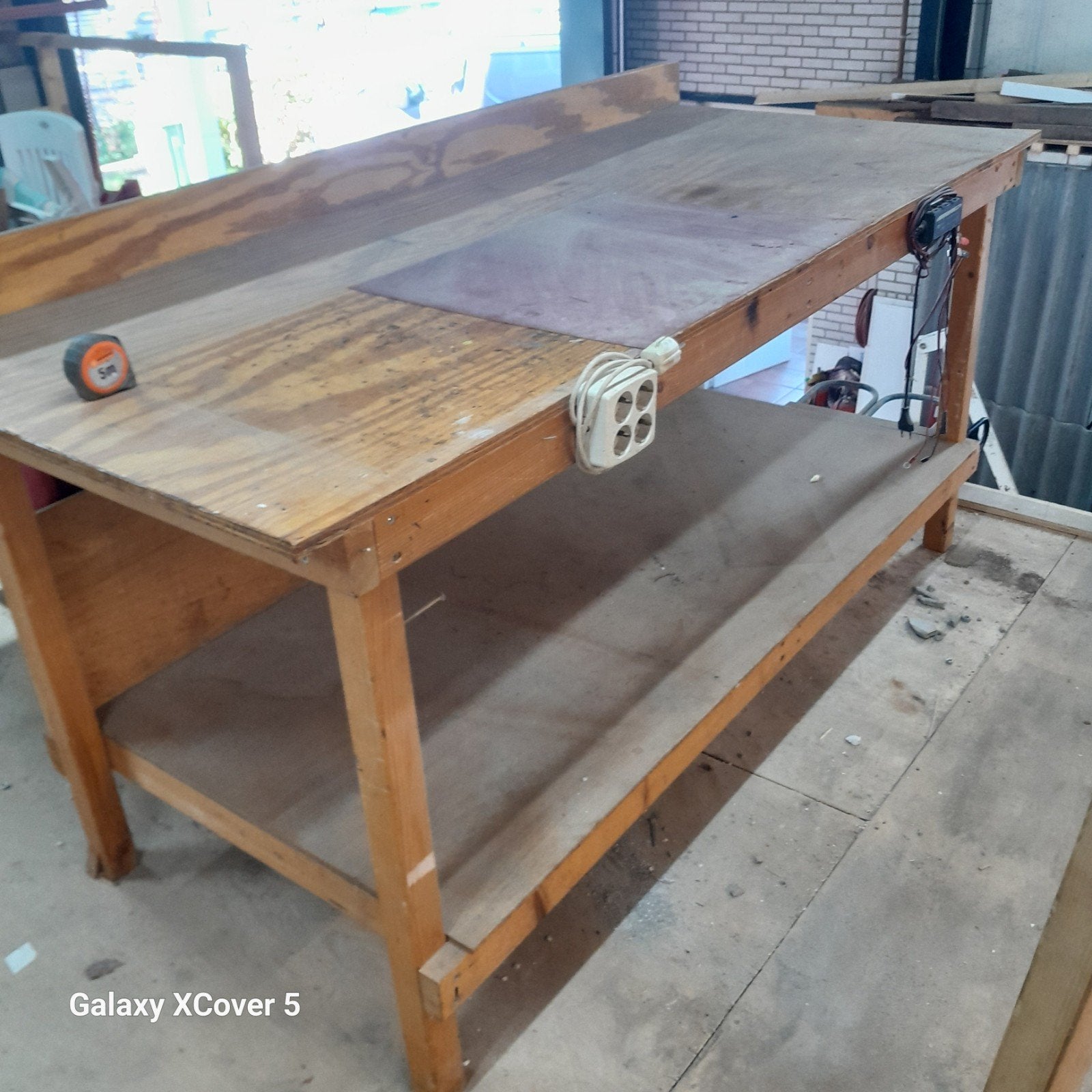 Stevige houten werktafel 200x90 cm, Ophalen of Verzenden, Gebruikt, 170 cm of meer