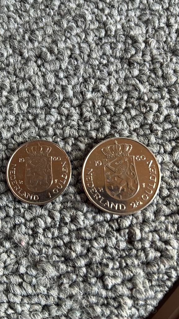 Kroning Beatrix 1980 1 en 2,5 gulden, Postzegels en Munten, Ophalen of Verzenden, Koningin Beatrix, 1 gulden