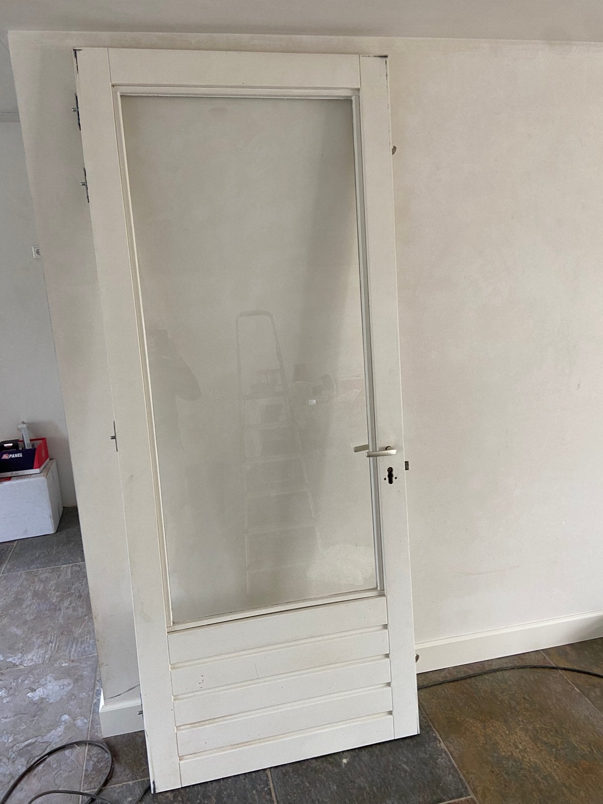 Hard houten buitendeur, Ophalen, 200 tot 215 cm, Glas, Buitendeur