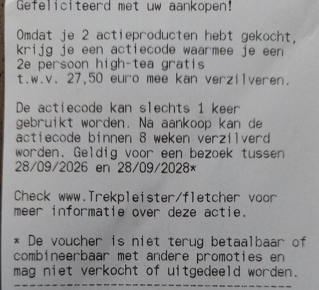 Fletcher lunch 2de persoon gratis, Eén persoon, Overige soorten, Overige typen