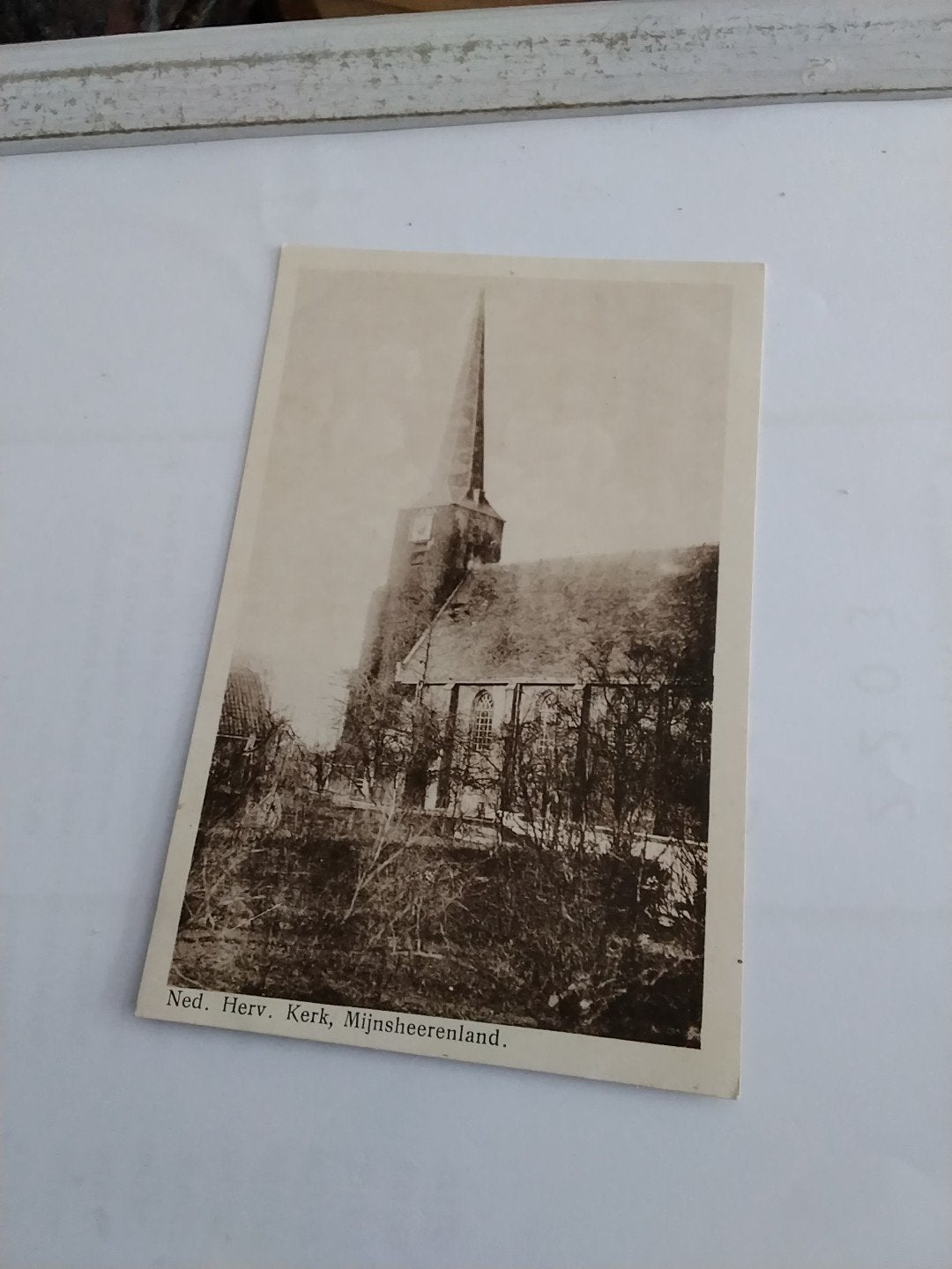 Oude Ansichtkaart Ned. Herv. Kerk, Mijnsheerenland 1933, Ophalen of Verzenden, 1920 tot 1940, Gelopen, Zuid-Holland