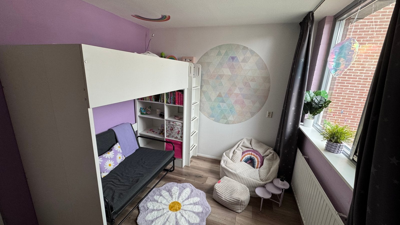 IKEA STUVA Hoogslaper, wit, mét bureau & lattenbodem, Ophalen, Gebruikt, Eenpersoons, 200 cm