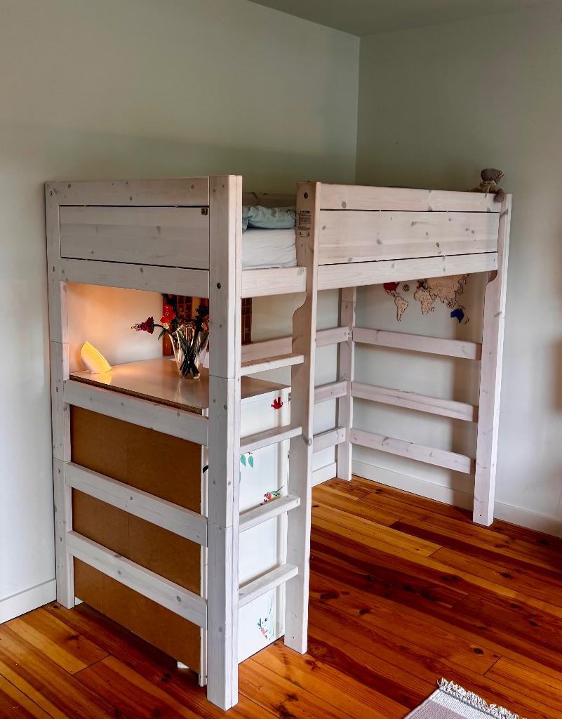 Lifetime whitewash Hoogslaper, Huis en Inrichting, Slaapkamer | Bedden, Ophalen, 90 cm, Eenpersoons, Wit
