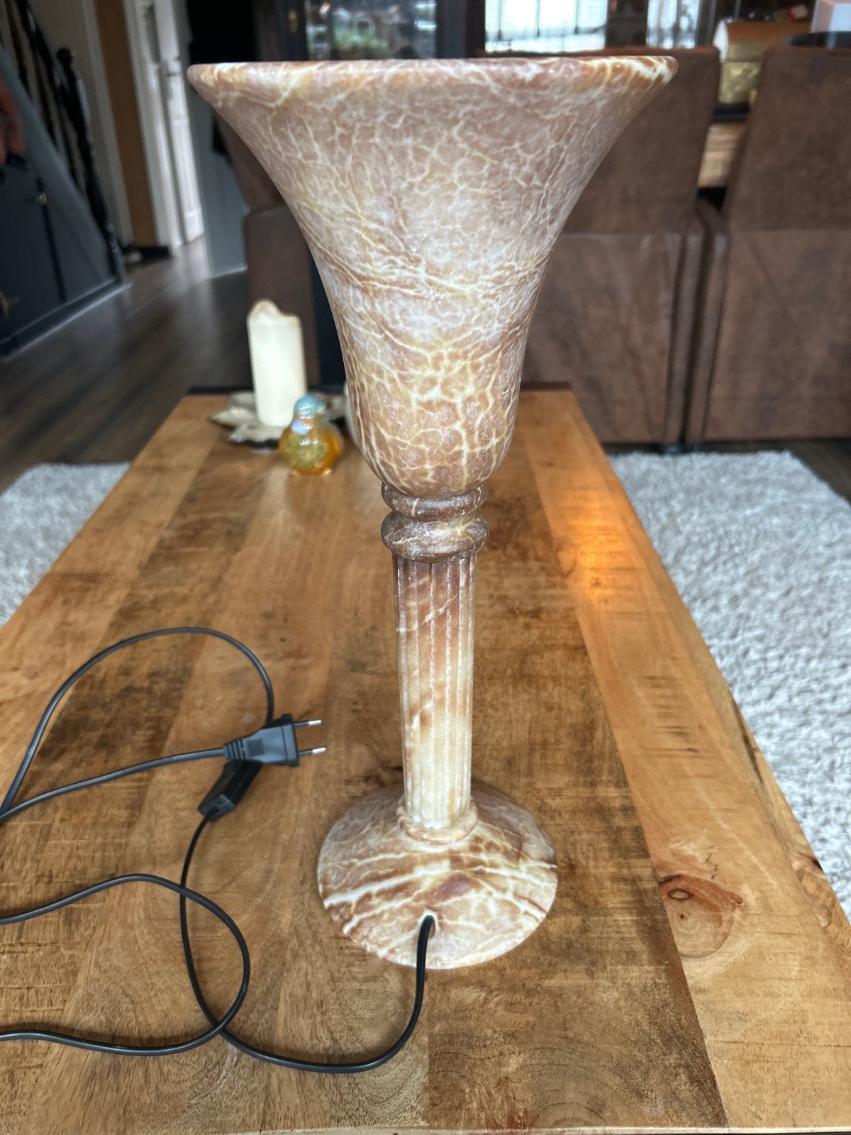Elegante tafellamp met marmerlook, Ophalen of Verzenden