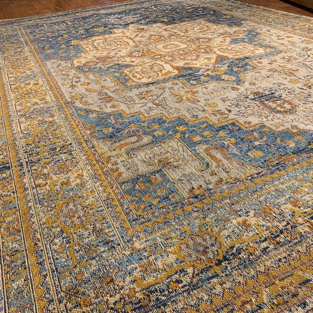 vintage vloerkleed heriz tapijt blauw / creme 230 x 160 cm, Taag 63, 2491 CS, Den Haag (Forepark), 150 tot 200 cm, Ophalen of Verzenden