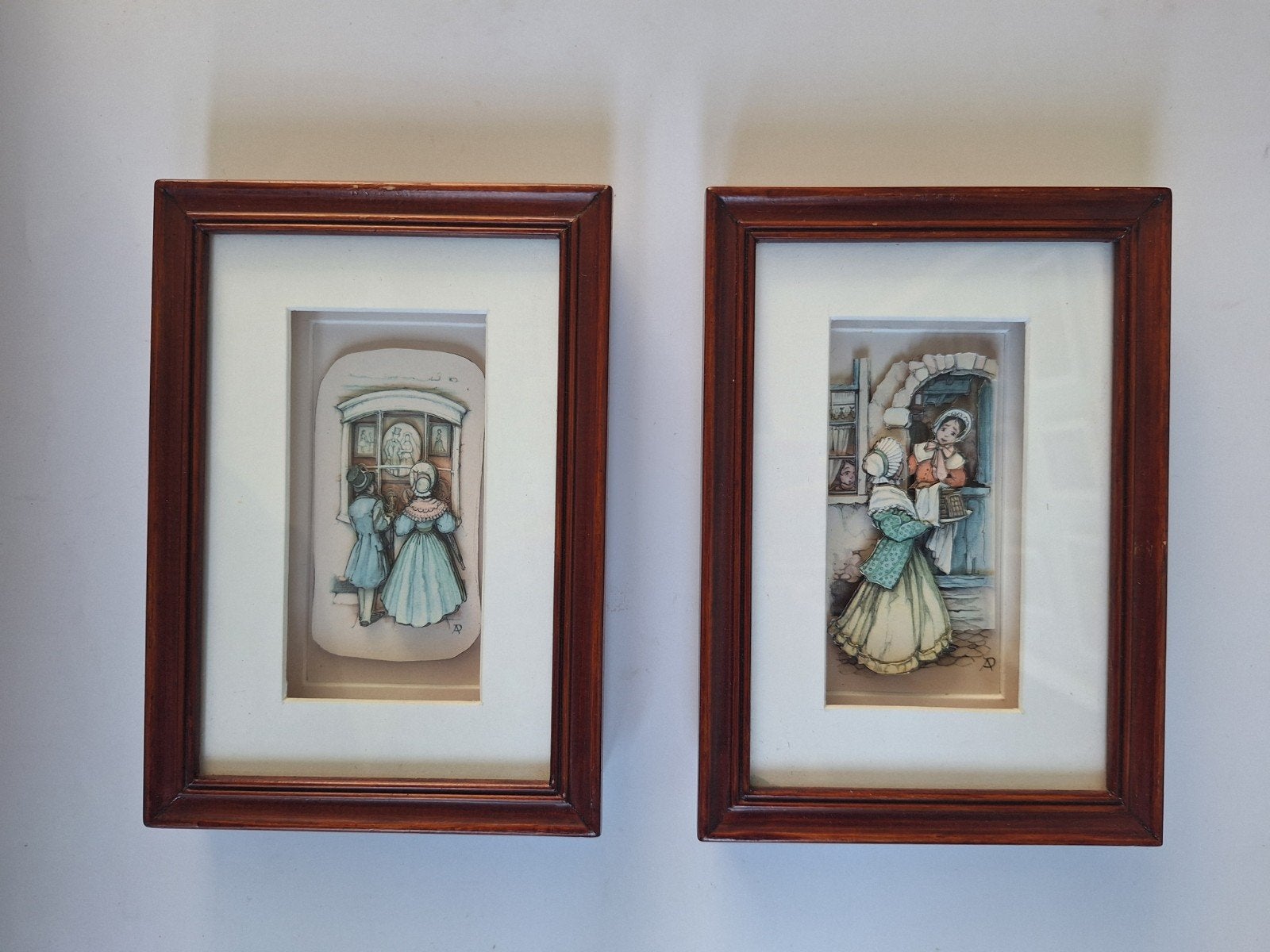 2 leuke ingelijste 3d prentjes van anton pieck., Ophalen of Verzenden