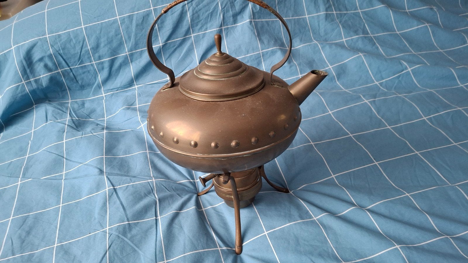 Antieke Koperen Theeketel met Onderstel - Vintage Stijl, Ophalen of Verzenden