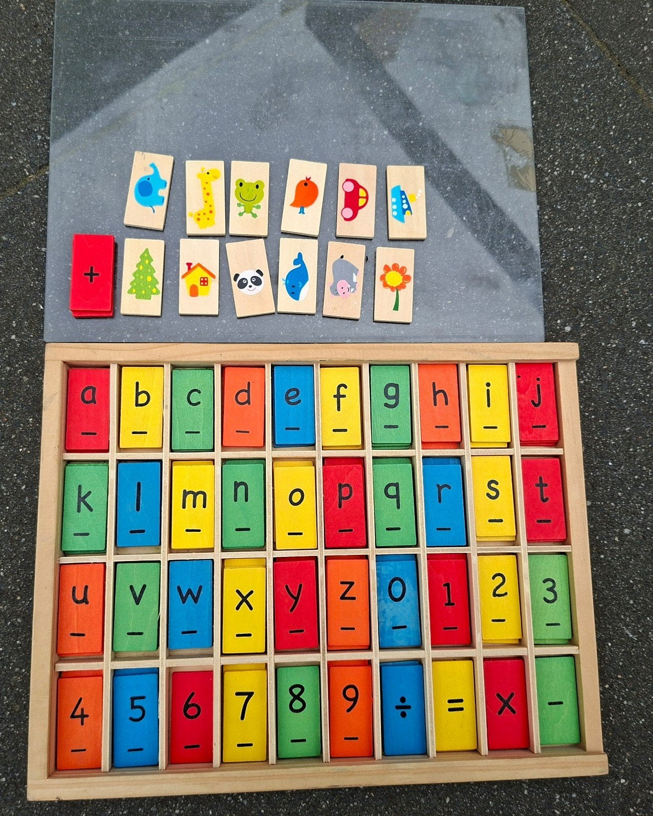 Houten letters,  cijfers / rekenen speelset, Ophalen of Verzenden, Gebruikt, Overige typen