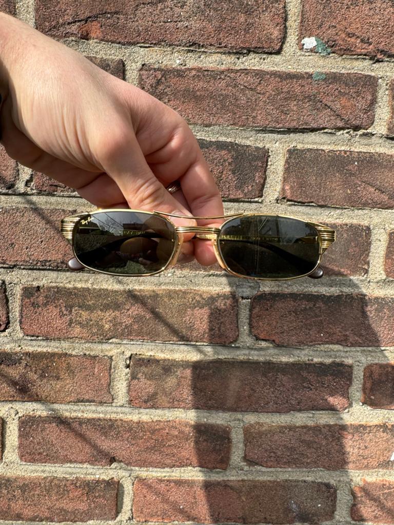 Vintage Ray-Ban Signet W1938 Zonnebril Goud Groen, Ophalen, Zonnebril, Zo goed als nieuw, Ray-Ban