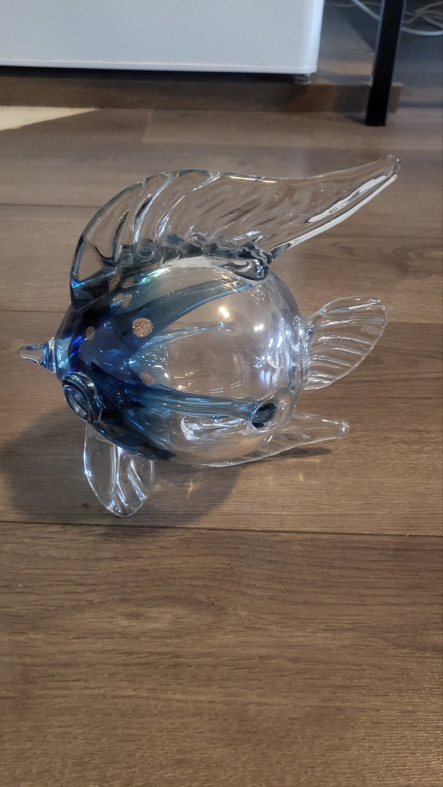 Glazen vis decoratie blauw met goud, Ophalen of Verzenden