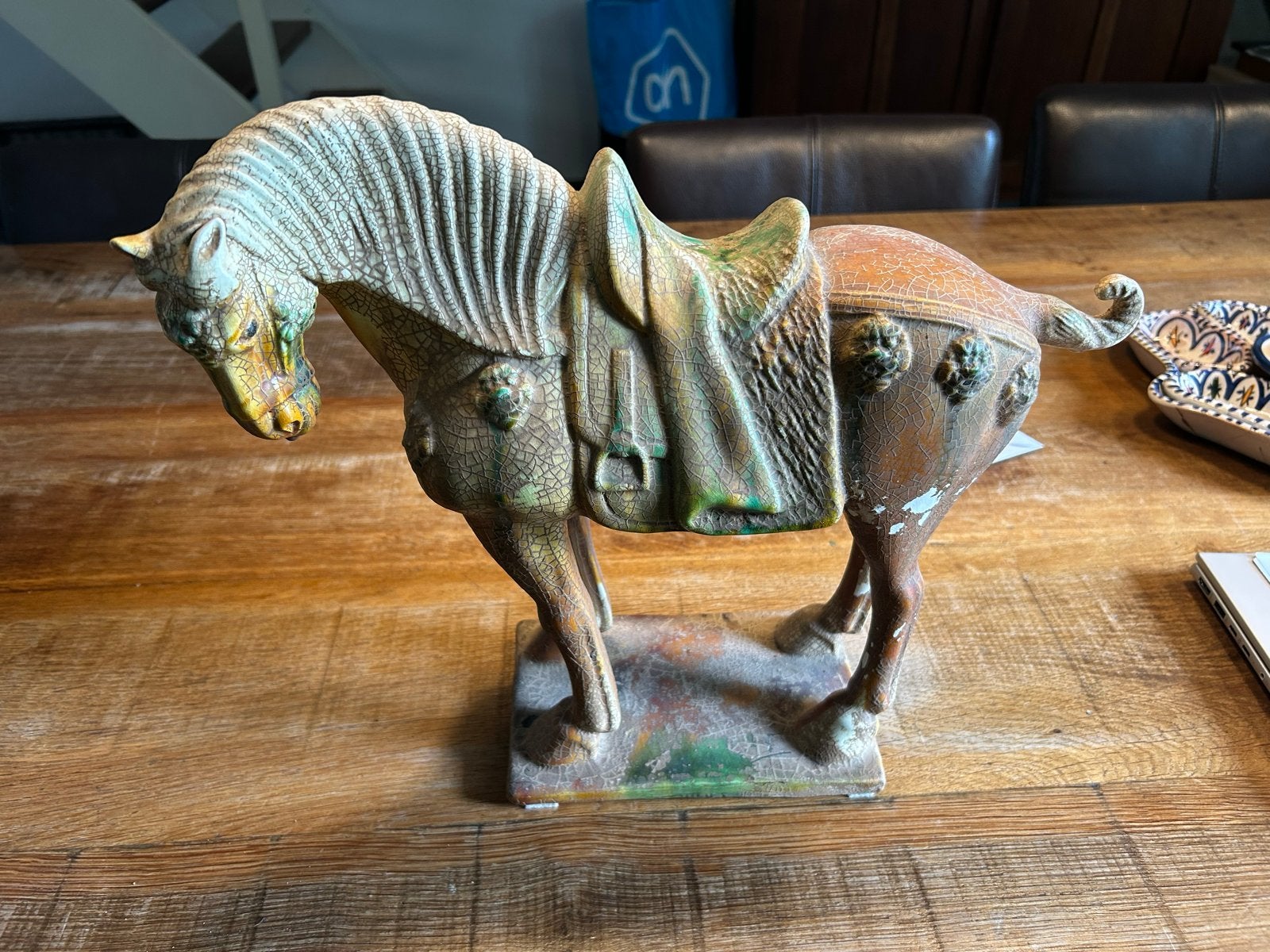 Set van 2 antieke Chinese Tang paarden beelden, Antiek en Kunst, Ophalen, Geglazuurd, Zoogdier, 20 - 50 cm