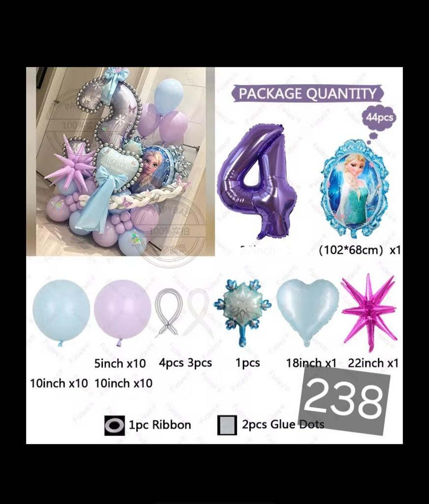 Frozen Elsa Verjaardag Ballonnen Decoratie Set, Ophalen of Verzenden, Nieuw, Versiering, Verjaardag