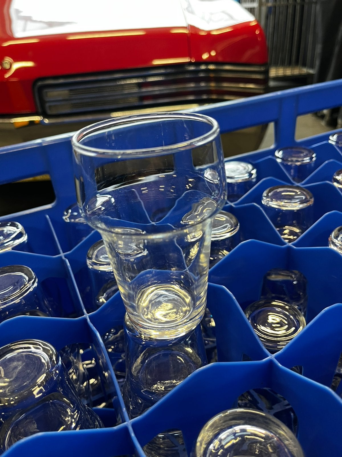 190 Bierglazen (28cl)  incl. 4 glaskratten, Ophalen, Zo goed als nieuw, Overige