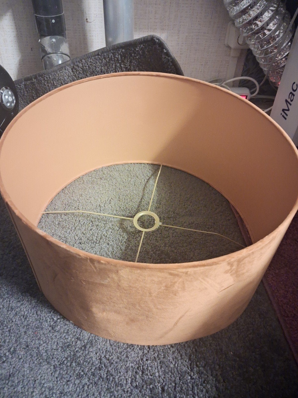 Velvet Okergele Lampenkap - 50cm breed, 25cm hoog, Gebruikt, Overige typen, Geel, Rond