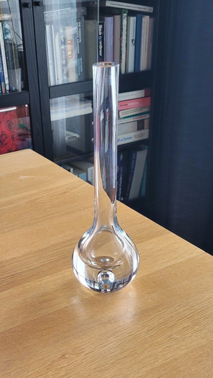 Krosno vaas, helder glas, bolle voet, 30 cm hoog, Antiek en Kunst, Ophalen of Verzenden