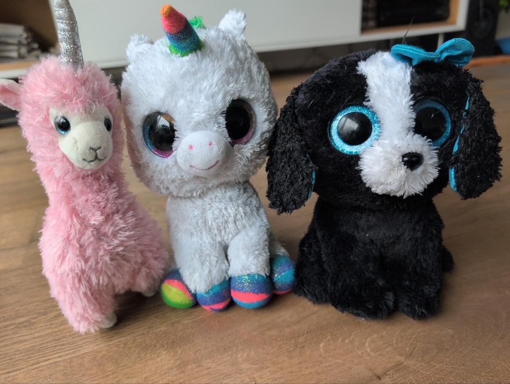 Ty Beanie Boos Knuffels: Alpaca, Eenhoorn & Hond, Ophalen, Eenhoorn, Zo goed als nieuw, Roze