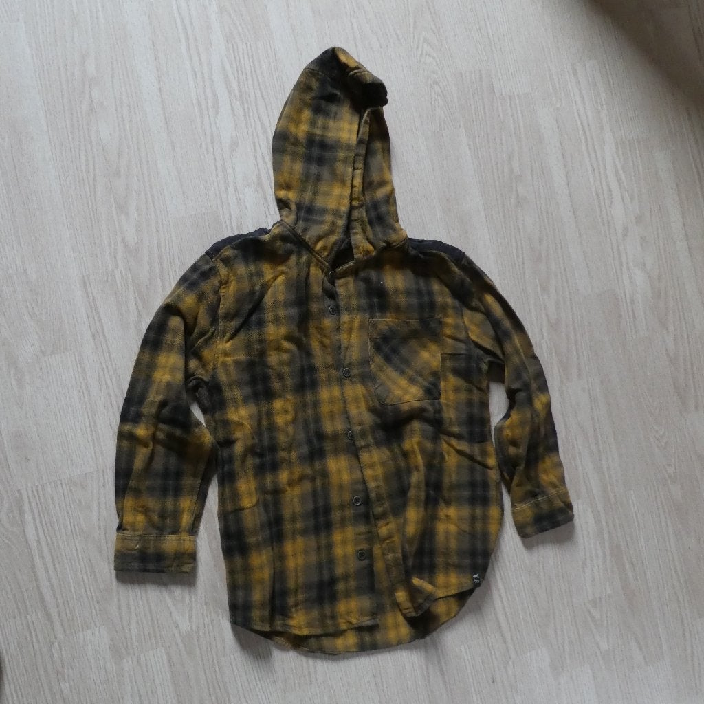 zwart/gele geblokte blouse, maat: 134, Gebruikt, Overhemd of Blouse, Ophalen of Verzenden, Zara
