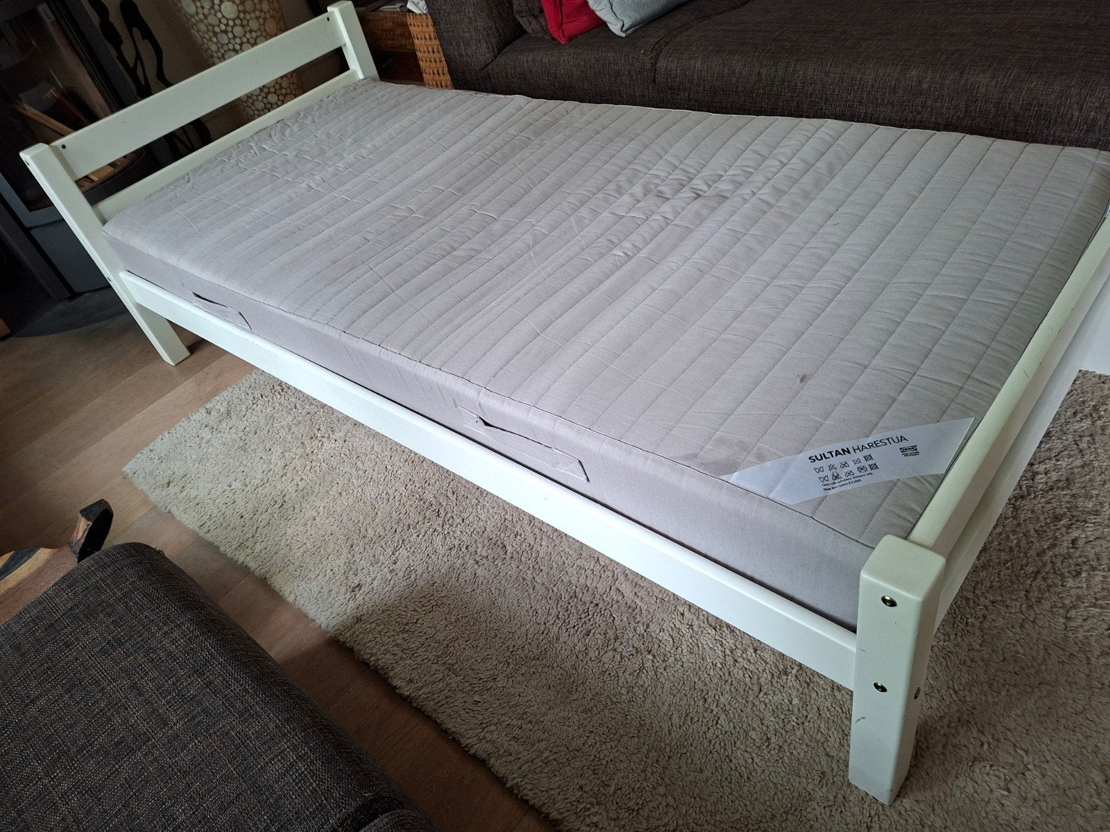 Eenpersoonsbed 90x200 met latttenbodem en matras, Ophalen, Gebruikt, 90 cm, Eenpersoons