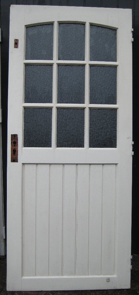 Hardhouten buitendeur met glas, Doe-het-zelf en Verbouw, Ophalen, Gebruikt, 80 tot 100 cm, Buitendeur