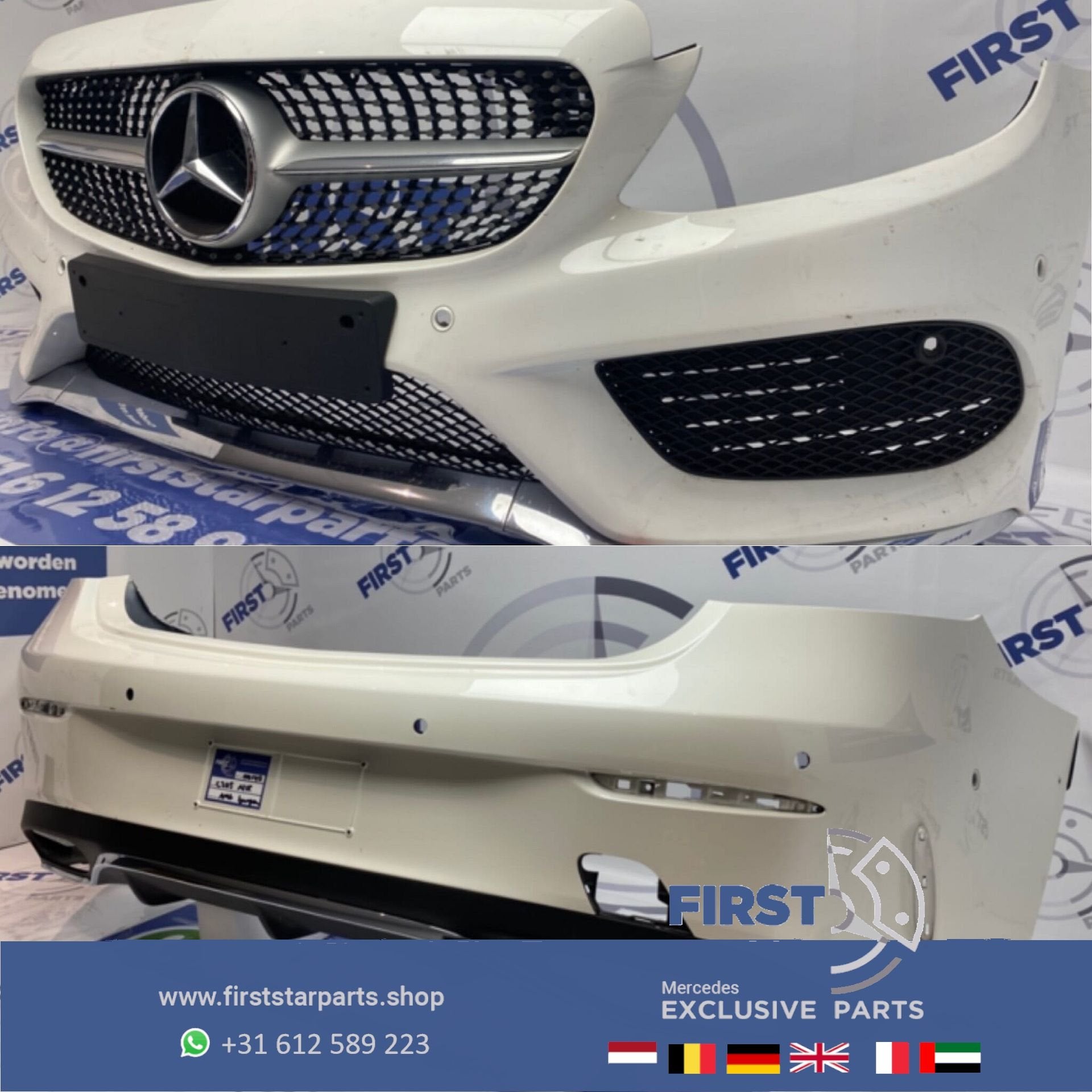 W205 C205 COUPÉ CABRIO AMG PAKKET WIT C KLASSE VOOR + ACHTER, Gebruikt, -, Ophalen of Verzenden, Bumper