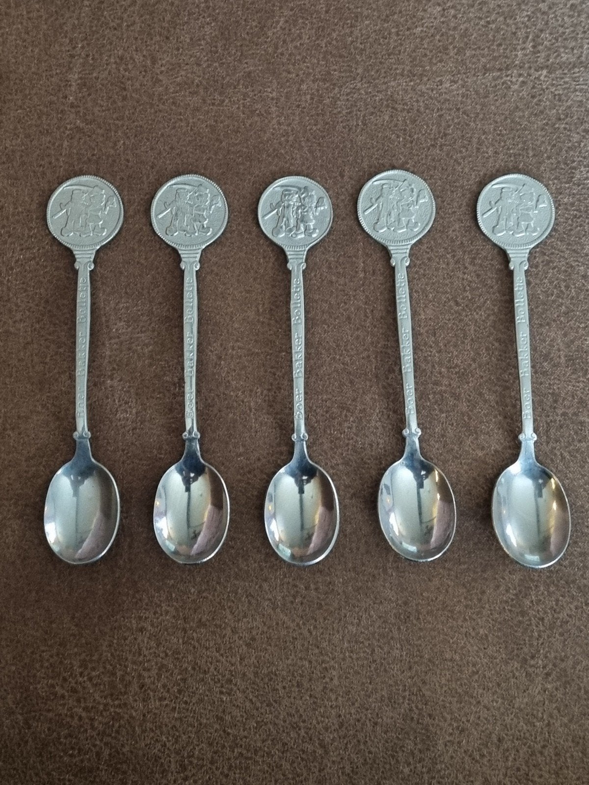 Set van 5 zilverkleurige Boer Bakker Bolletje lepeltjes, Ophalen of Verzenden