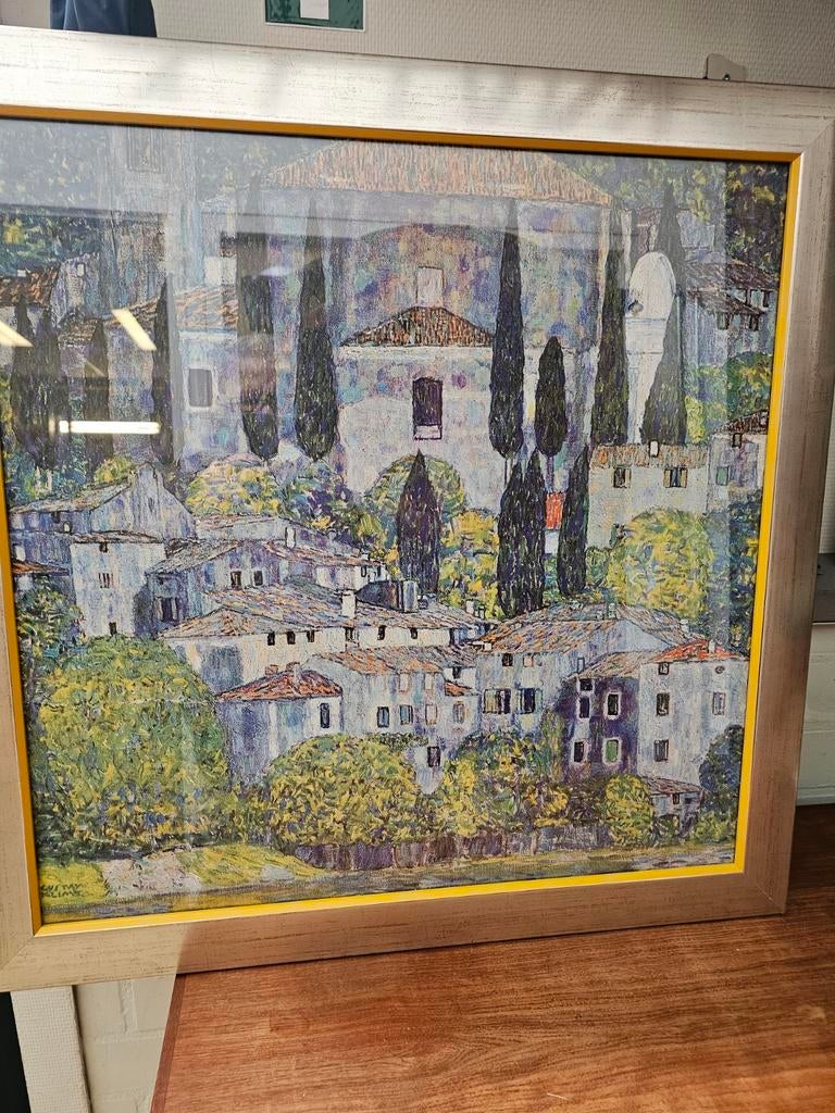 Ingelijste reproductie van Gustav Klimt schilderij, Ophalen of Verzenden